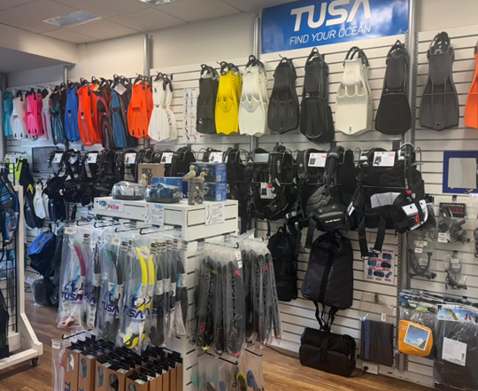 TUSA Fins and BCDs Display
