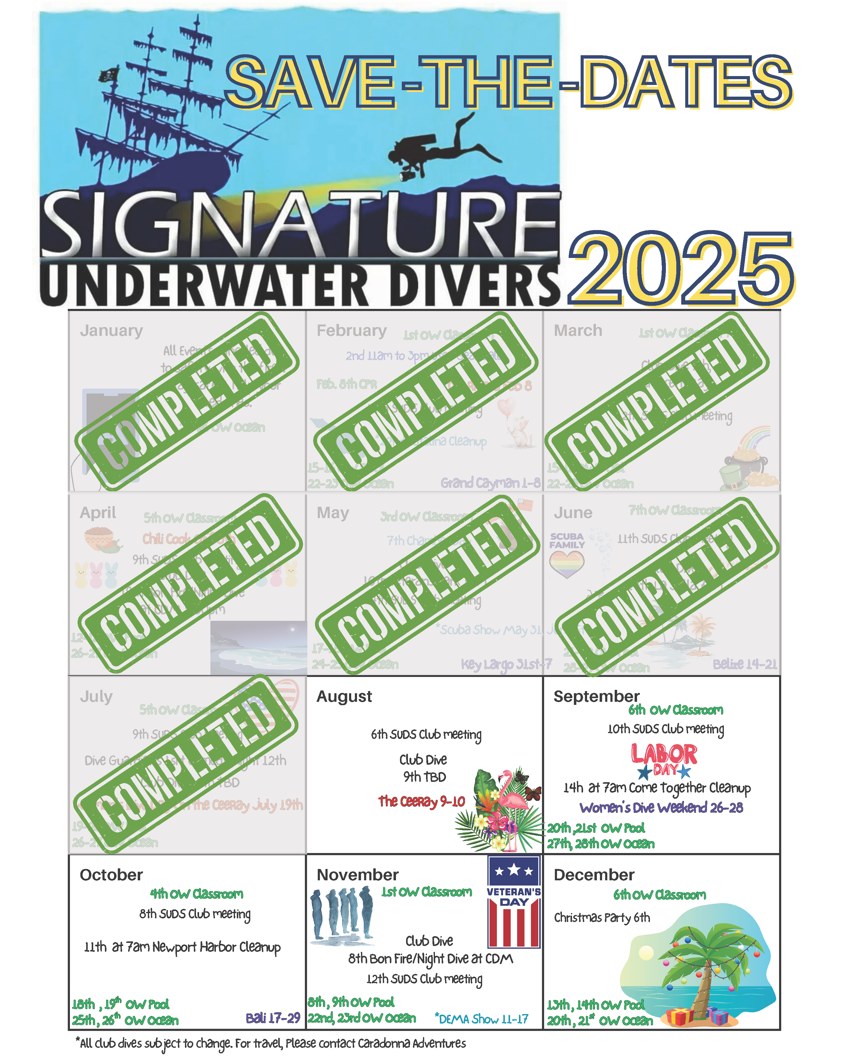 Signature Underwater Divers Club Calendar