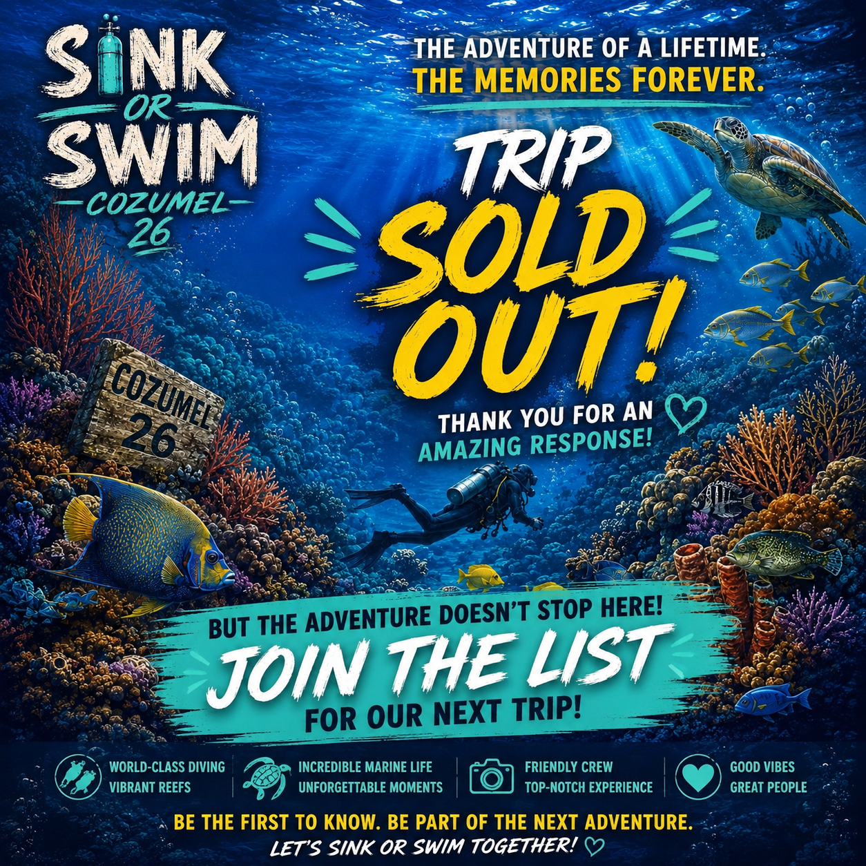 Sink or Swim Scuba Cozumel group dive trip — join the waitlist