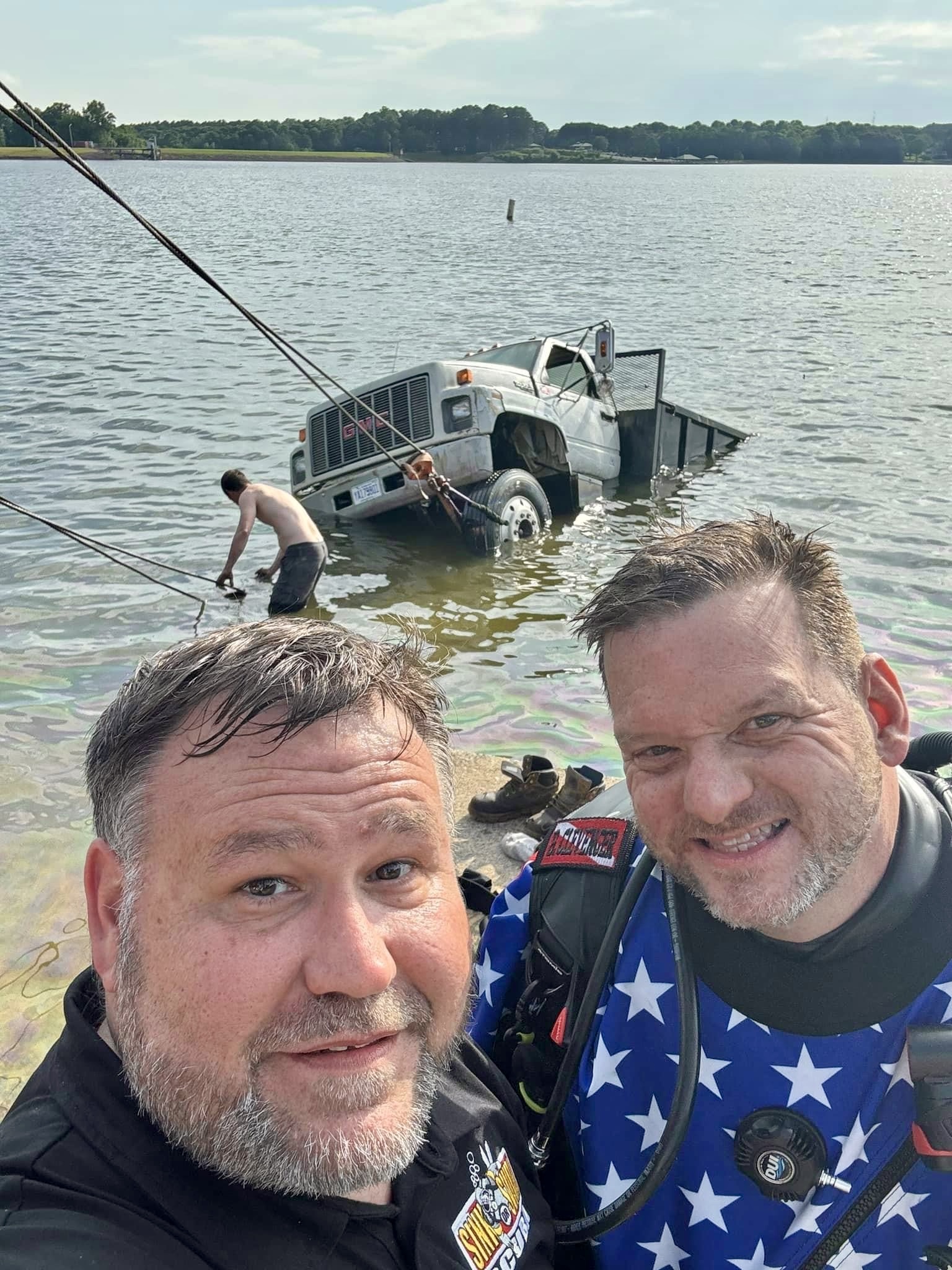 Brent and Charlie supporting a vehicle recovery