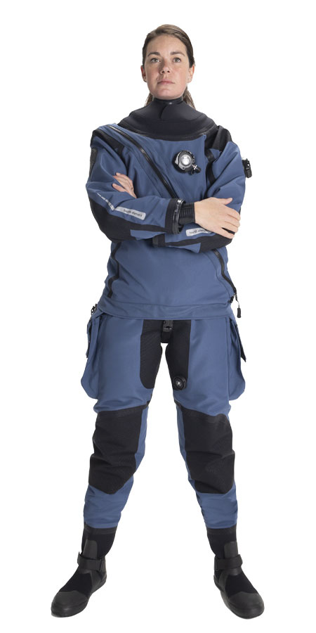 Fourth Element Argonaut drysuit in blue and black