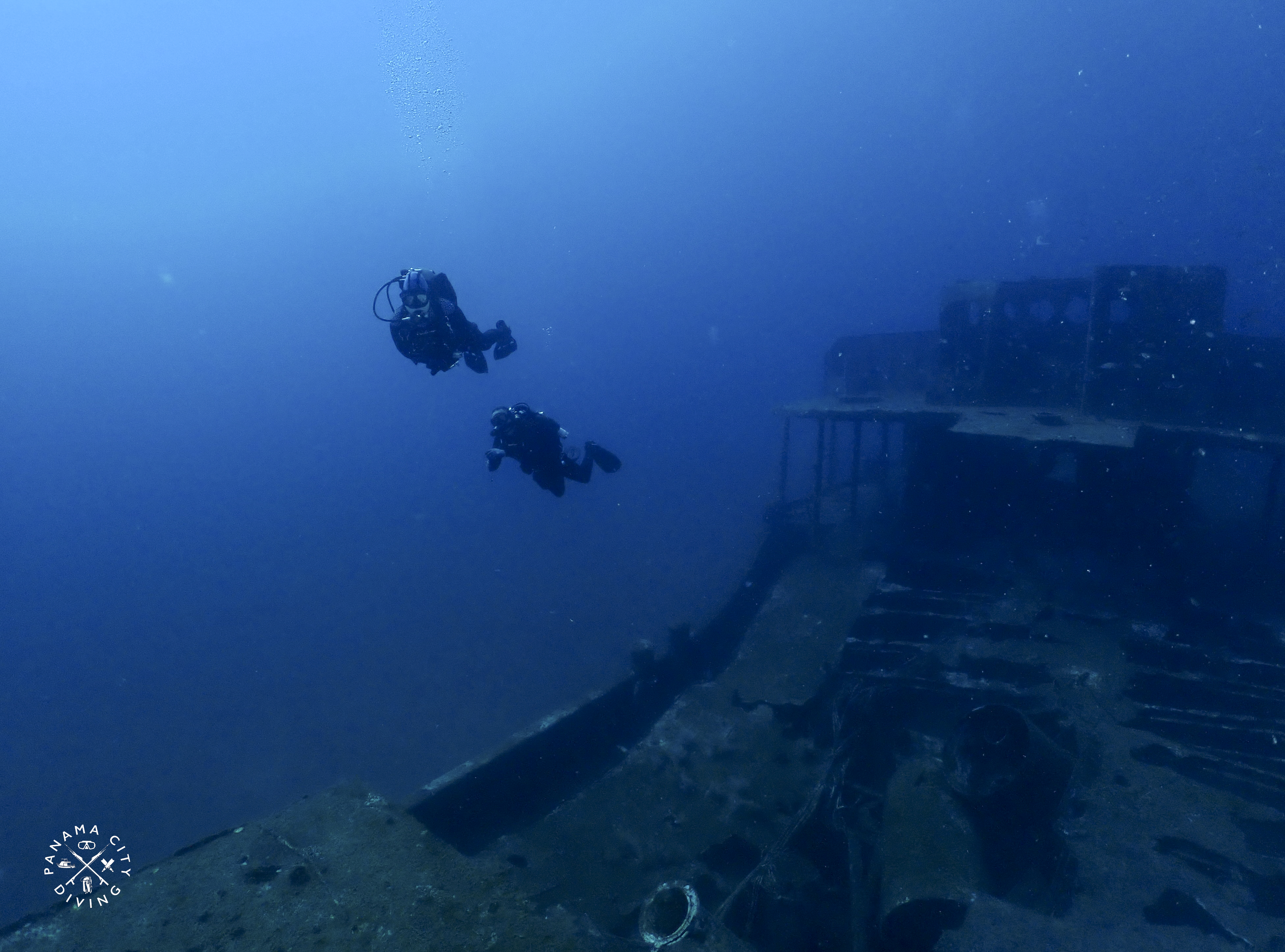 Divers on rebreathers explore the Accokeek