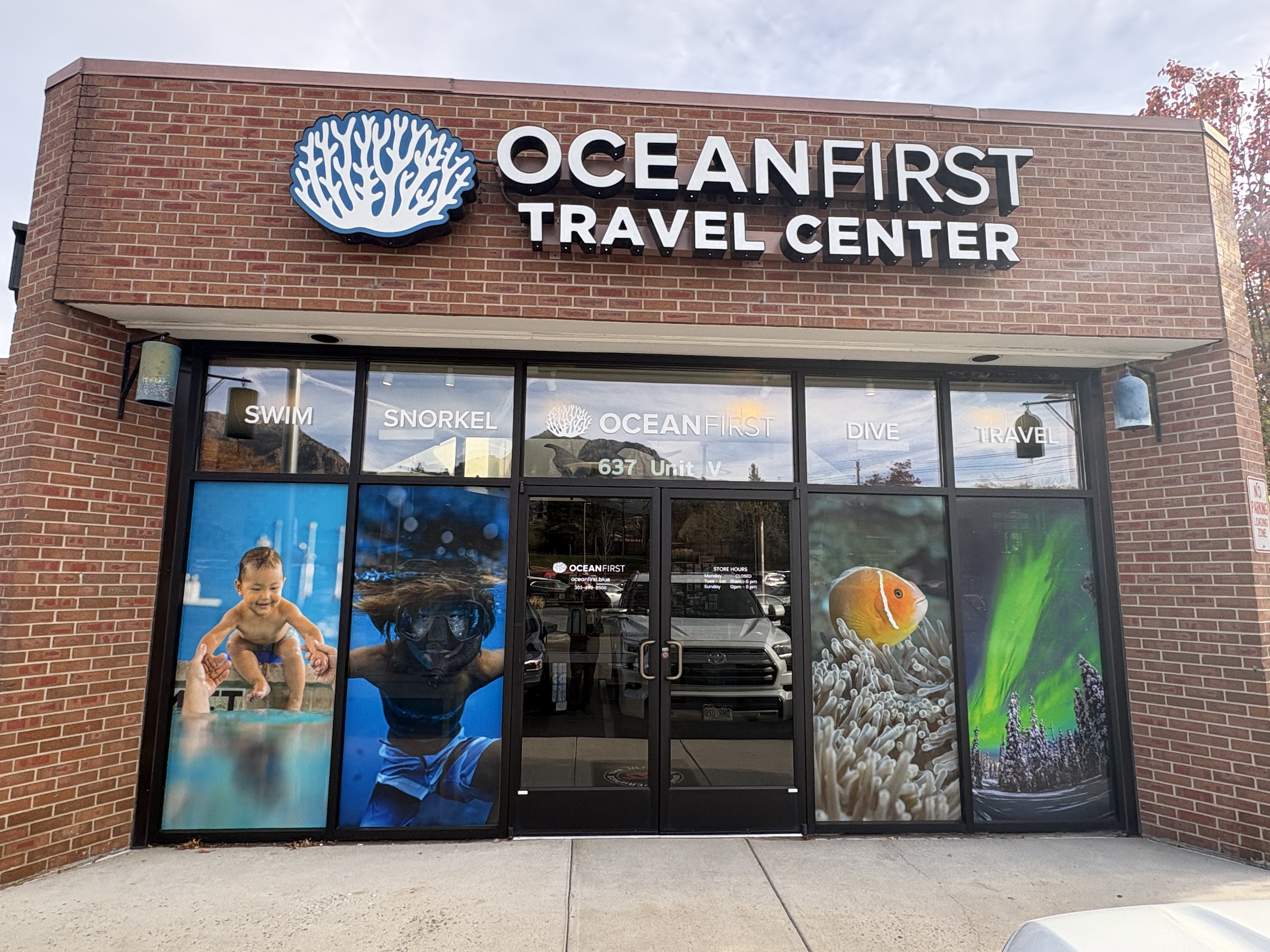 Inside Ocean First Travel Center in Boulder Colorado showing travel gear and accessories