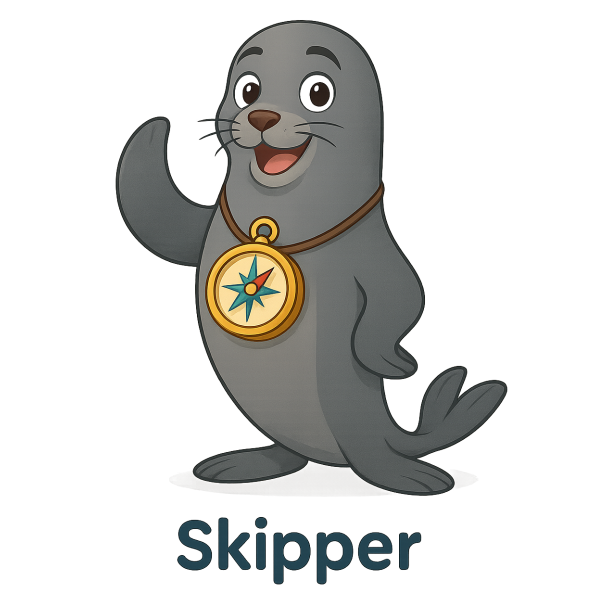 Skipper the sea lion with a compass