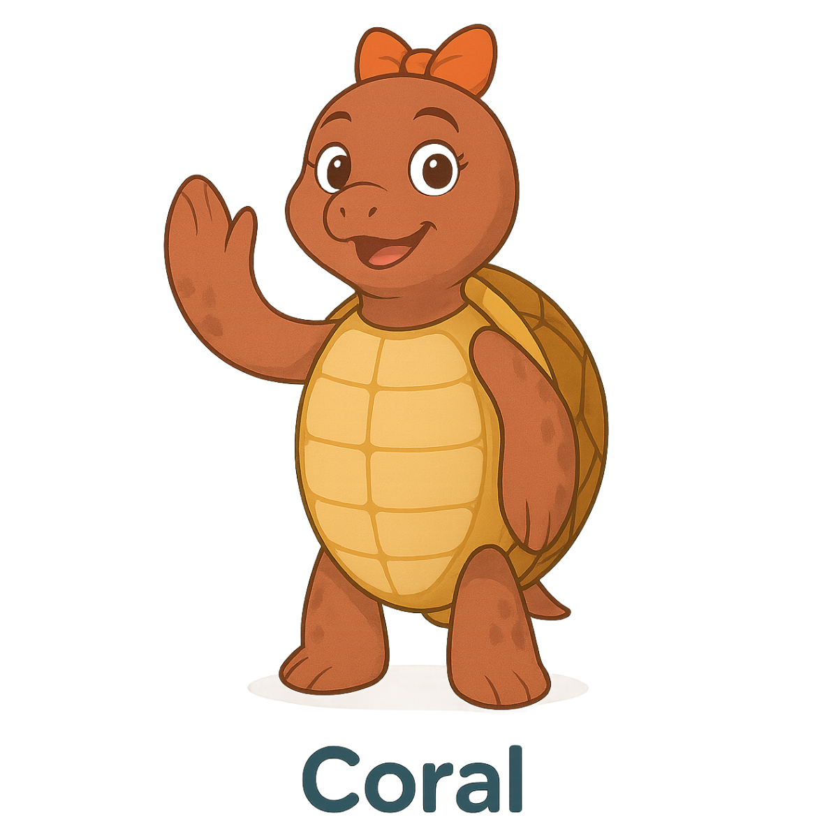Coral the turtle with a bow