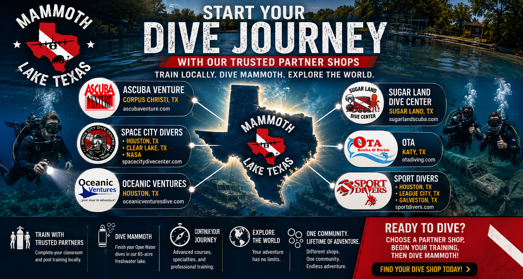 Start Your Dive Journey with Mammoth Lake Texas Partner Shops
