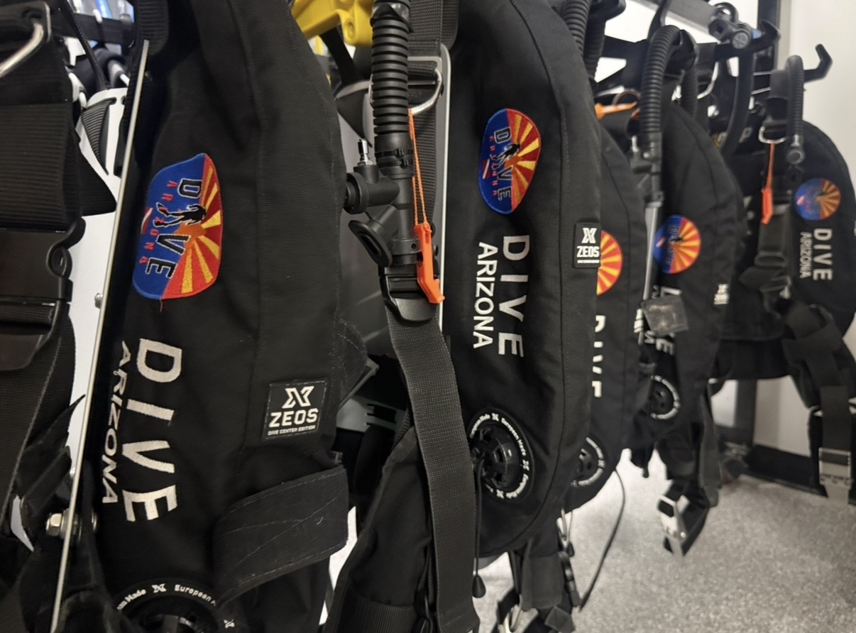 Dive Arizona branded XDeep Zeos BCDs on the rental rack