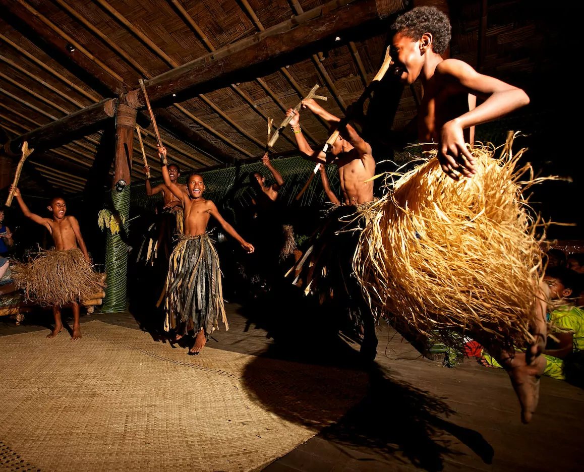 Fijian cultural dance performance at Beqa Lagoon Resort