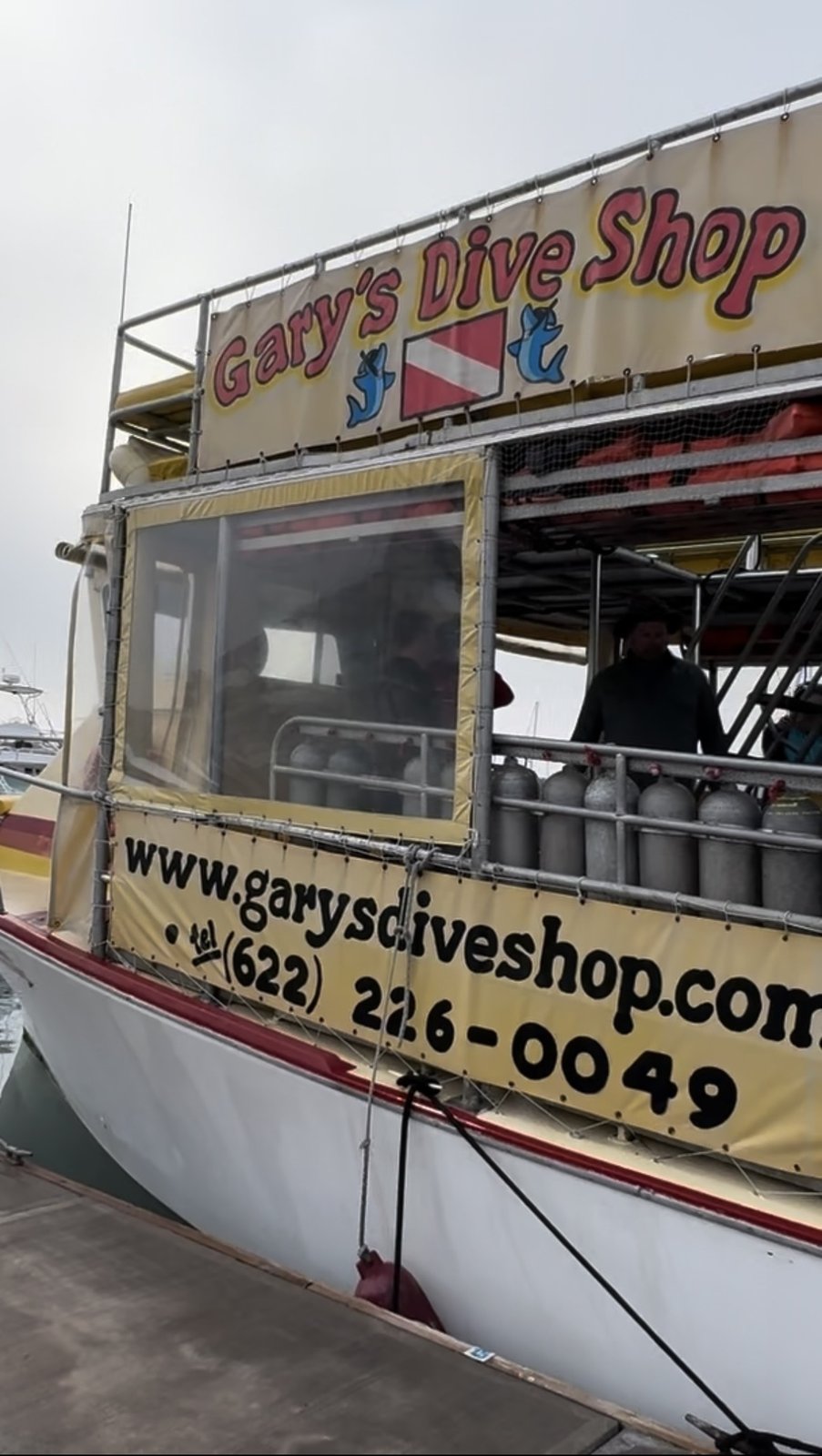 Gary's Dive Shop boat in San Carlos, Mexico