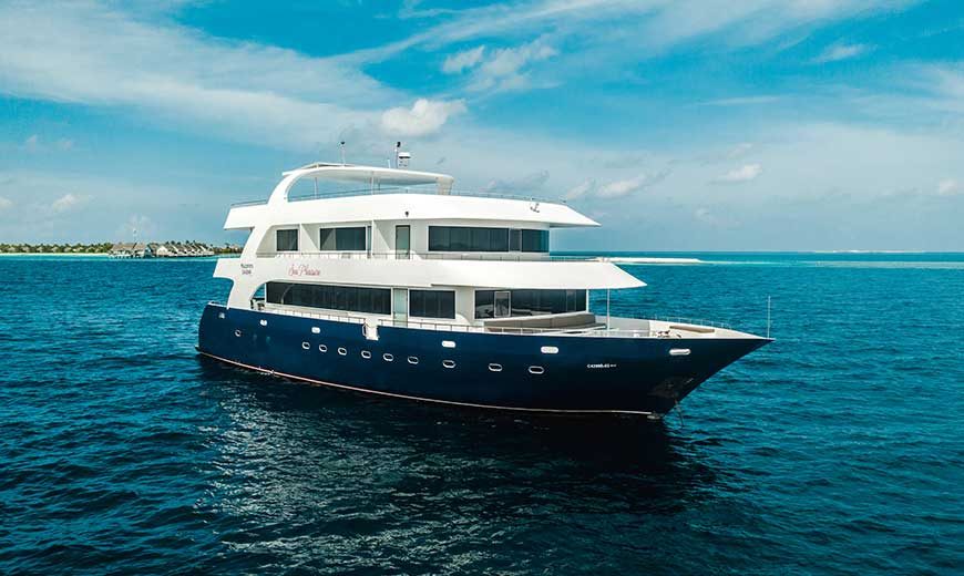 The Maldives Legend Sea Pleasure liveaboard yacht at anchor