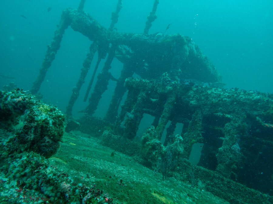 Ruby E shipwreck, a former Coast Guard cutter, in Wreck Alley, San Diego