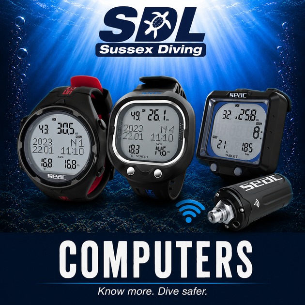 Scuba diving computers and dive watches available from Sussex Diving in Selsey