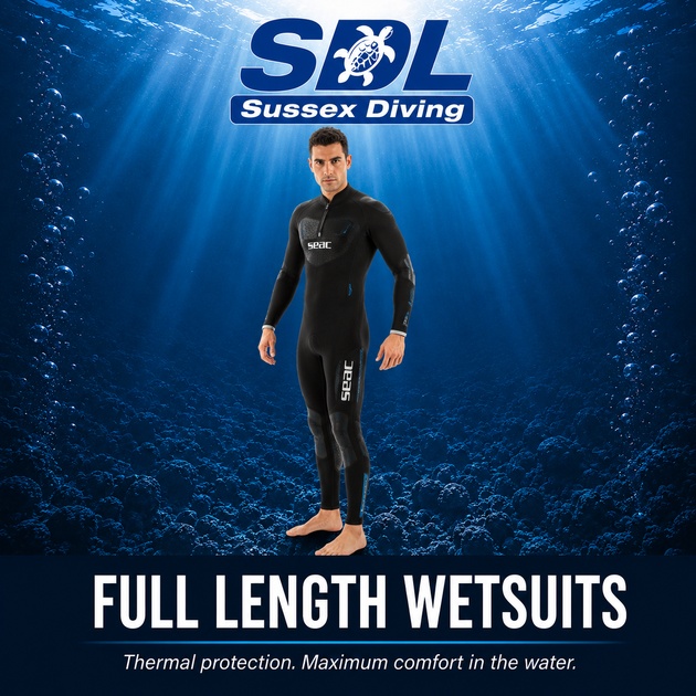 Full-length scuba diving wetsuits for men, women and children at Sussex Diving