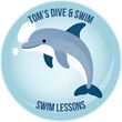 Dolphins swim level sticker badge, Tom’s Dive & Swim