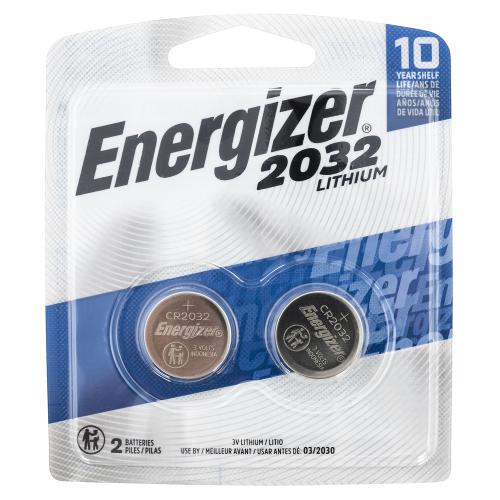 Energizer 2032BP2 CR2032 Lithium Battery Silver 3.0 V 235 mAh, Qty (2) Single Pack