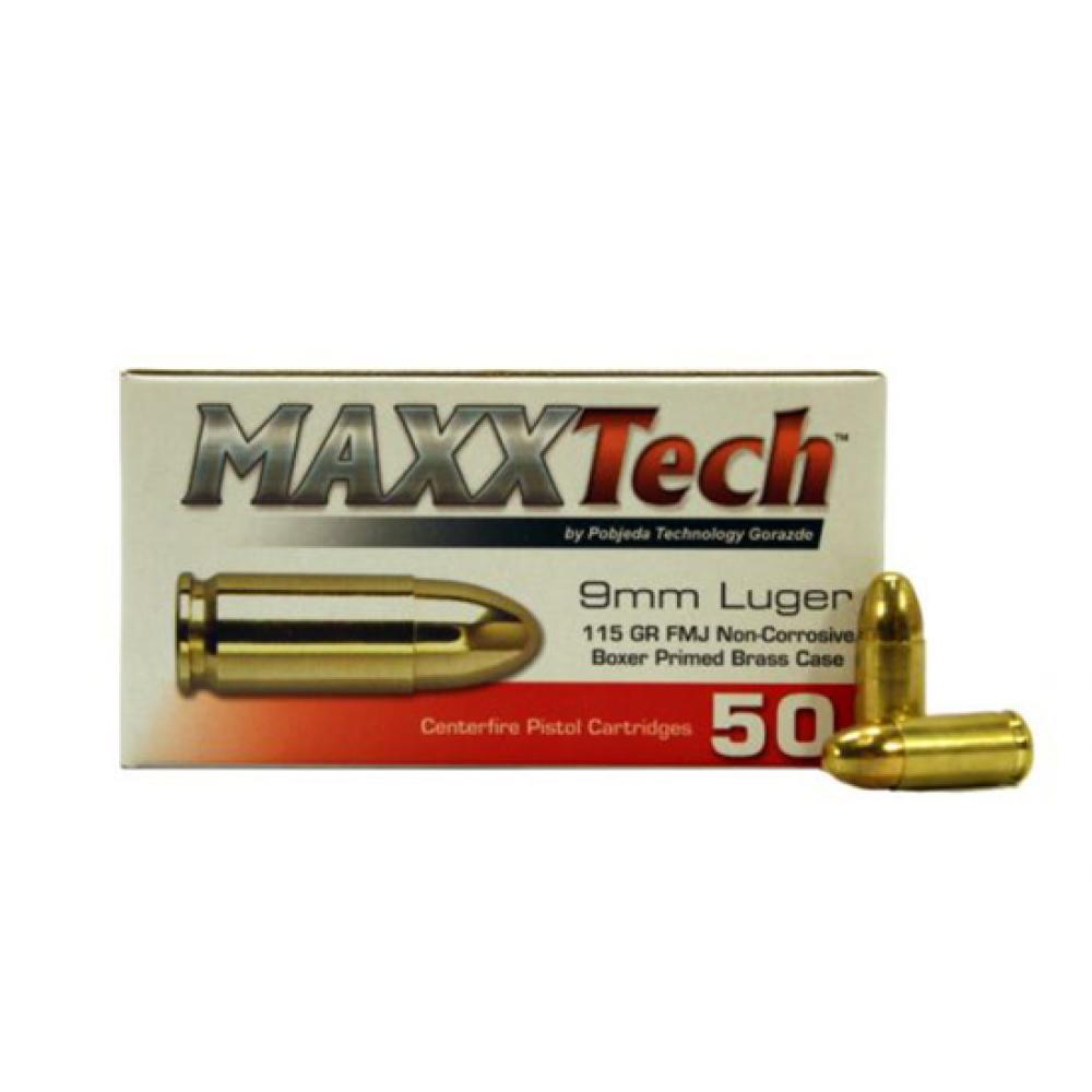 MAXX 9MM 115gr FMJ Brass 500 Rounds MAXX 9MM 115gr FMJ Brass 500 Rounds