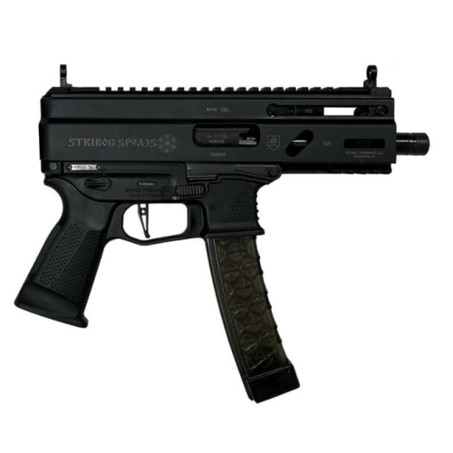 Grand Power Stribog SP9A3S Pistol - Black | 9mm | 5" Threaded Barrel | 30rd | PDW Brace w/ Tailhook