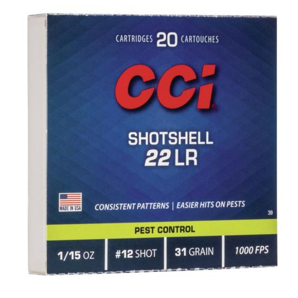 CCI Rimfire Shotshell Ammunition .22 LR 1/15 oz #12 31 gr 1000 fp