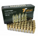 TURAN 9x19mm Luger, Brass Case, FMJ, 115 Gr, 1000 Rd Case TURAN 9x19mm Luger, Brass Case, FMJ, 115 Gr, 1000 Rd Case