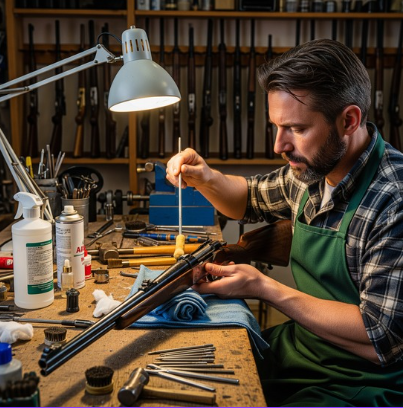 Gunsmith at workbench