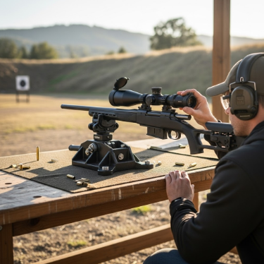 Sighting in a rifle at a shooting range