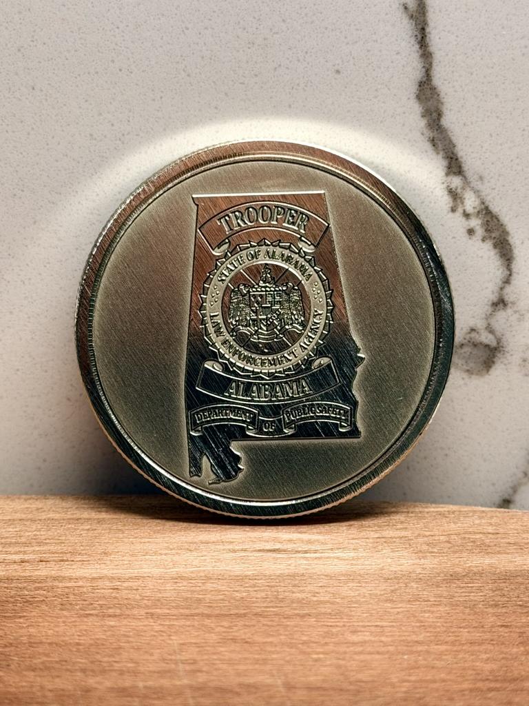 Custom engraved Alabama State Trooper challenge coin
