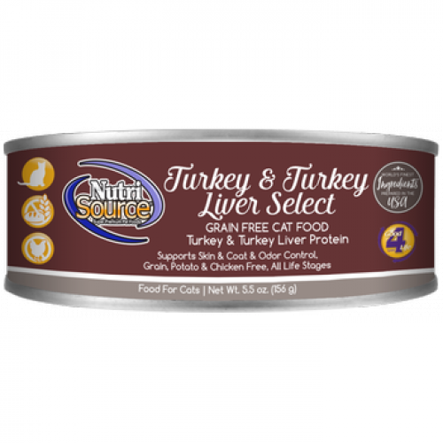 NutriSource Cat Can GF Turkey & Liver Select 5.5 oz