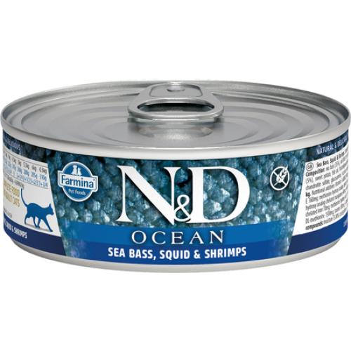 Farmina N&D Cat GF Sea Bass, Squid, & Shrimp 2.8Oz