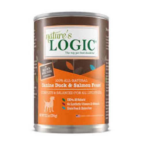 CASE NAT LOGIC DOG DUCK & SALMON FEAST 13.2oz CASE OF 12 CANS