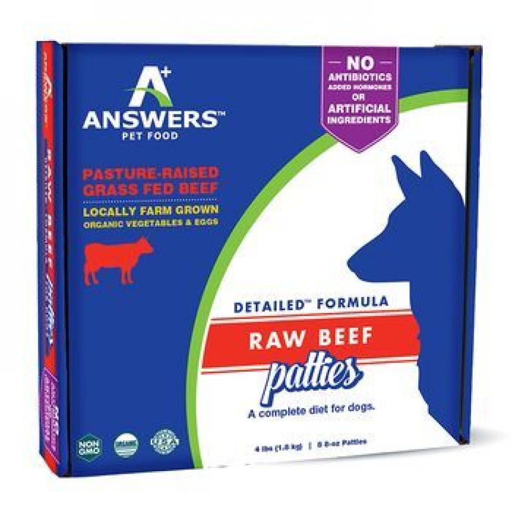 ANSWERS RAW DOG BEEF PATTIES 4lb DETAILED