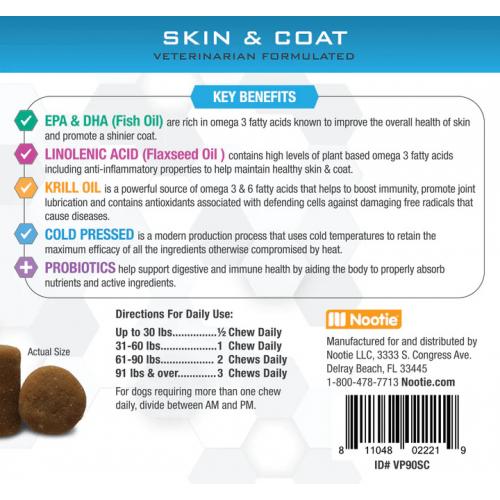 Nootie Progility Skin & Coat Soft Chews 90ct - For All Size Dogs