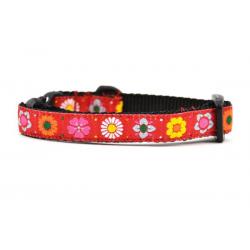 Six Point Pet Cat Breakaway Collar Daisy Chain Red