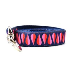 Six Point Pet Dog Leash Teardrops Navy, Pink, & Red 6' Long 3/4