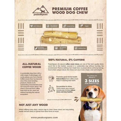 Premium Coffee Wood Dog Chews - XL