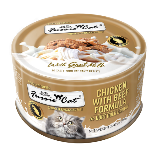 Fussie Cat Chicken w Beef & Goats Milk 2.47oz