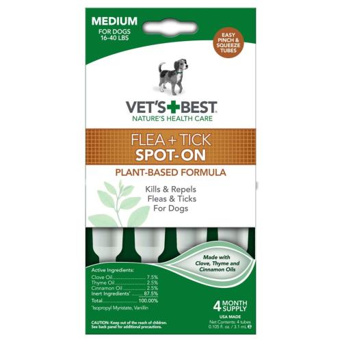 Vet's Best Flea and Tick SpotOn Medium 16-40 lbs 4 pack