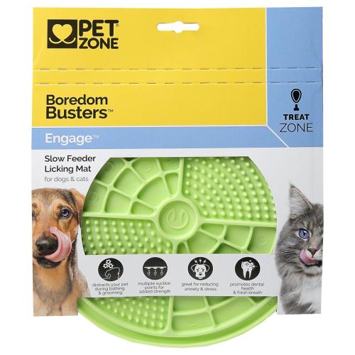 Pet Zone Boredom Busters Engage Slow Feeder Licking Mat Green