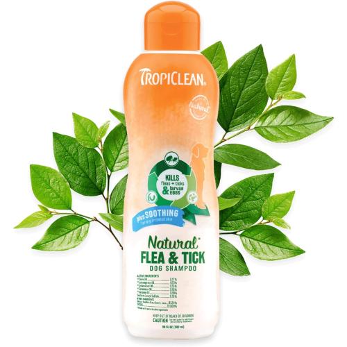 TropiClean Natural Flea Tick Soothing Shampoo for Dogs 20 oz