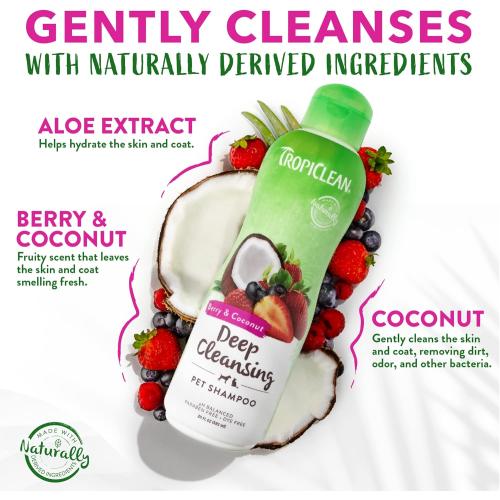 TropiClean Berry Coconut Deep Cleansing Shampoo for Pets 20 oz