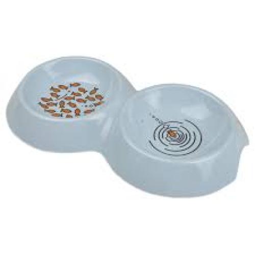 Van Ness Plastics EcoWare Bamboo Double Dish for Cats Blue