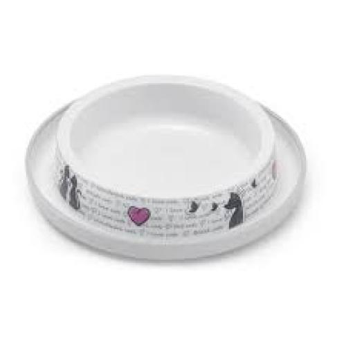 Moderna Products Trendy Dinner Cats In Love Cat Bowl Grey & White
