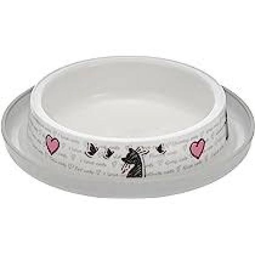 Moderna Products Trendy Dinner Cats In Love Cat Bowl Grey & White