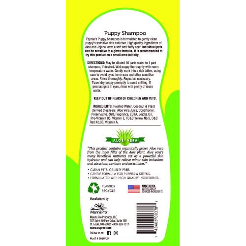 Espree Tearless Puppy Shampoo with Aloe Baby Powder Scent 20 oz