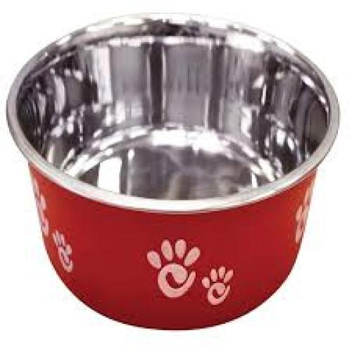 Spot Barcelona Stainless Steel Paw Print Dog Bowl Red Large