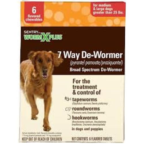 SENTRY Worm X Plus 7 Way DeWormer for Large Dogs 6 Tablets