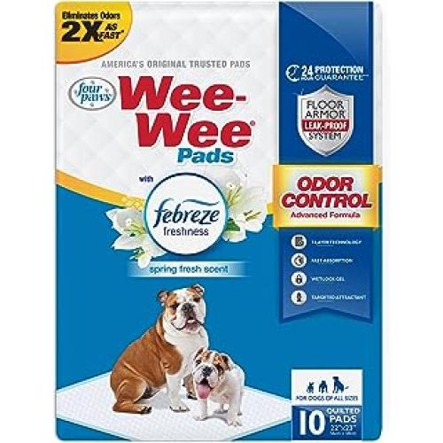Four Paws WeeWee Odor Control Dog Training Pads Febreze Fresh 10