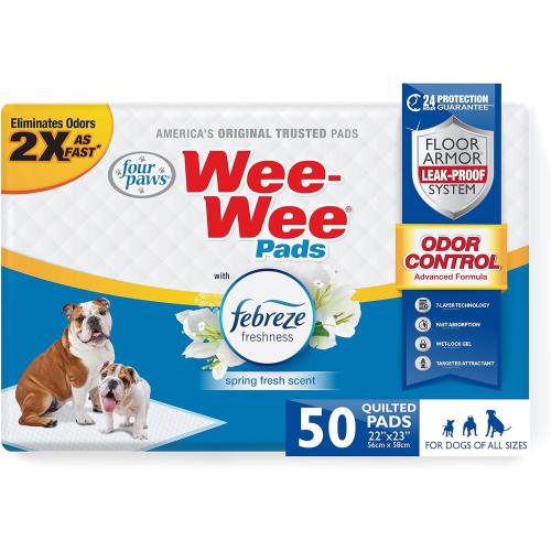 Four Paws WeeWee Odor Control Dog Training Pads Febreze Fresh 50