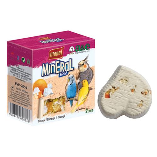 A E Cages Vitapol Infused Mineral Block for Birds Orange 2 piece