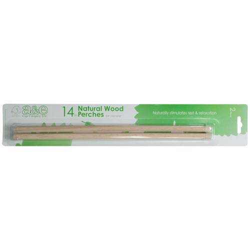 A E Cages Wooden Replacement Bird Perch 14 in 2 pack