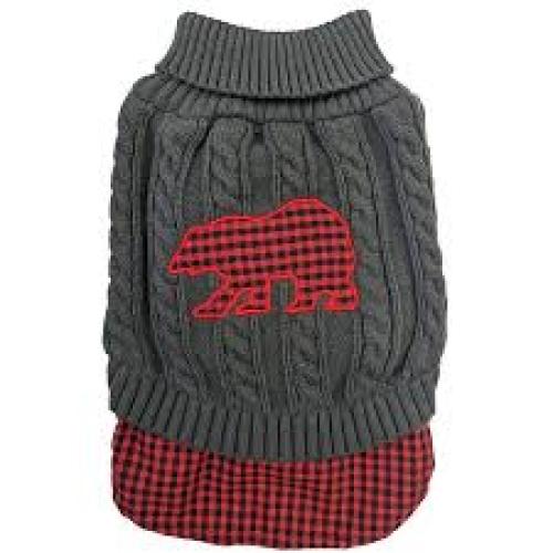 Fashion Pet UnTucked Plaid Sweater with Bear